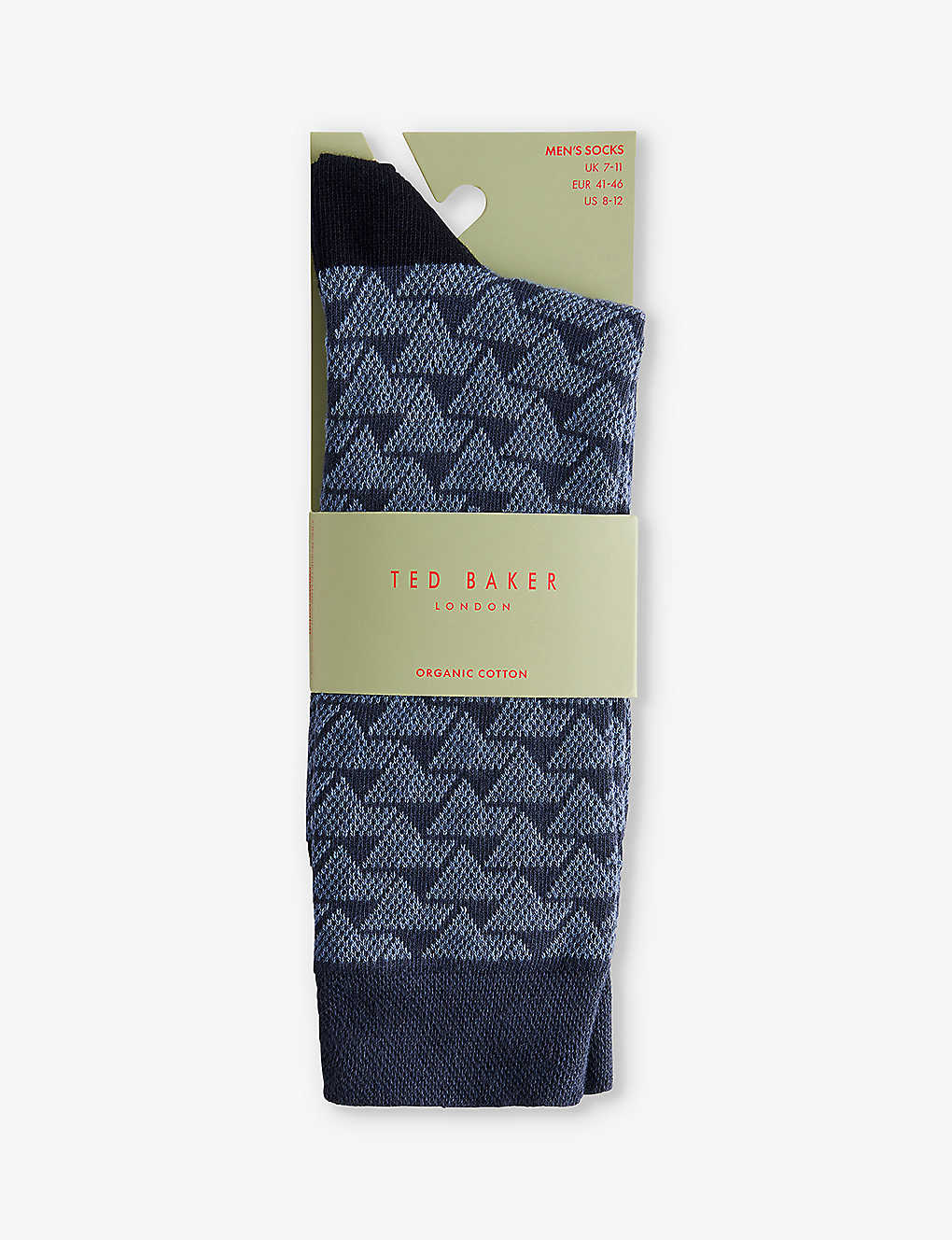 Shop Ted Baker Men's Blue Sokksev Geometric-pattern Stretch-knit Socks