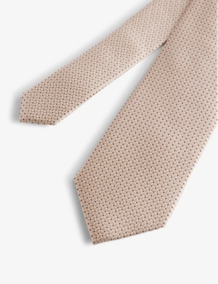 Shop Ted Baker Men's Stone Leopole Geometric-pattern Silk Tie
