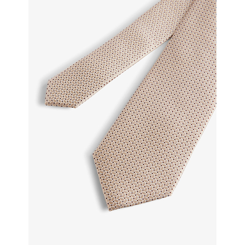 Shop Ted Baker Men's Stone Leopole Geometric-pattern Silk Tie