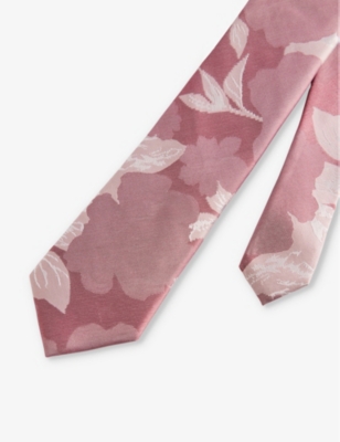 Shop Ted Baker Mens Pink Spikes Floral-print Silk Tie