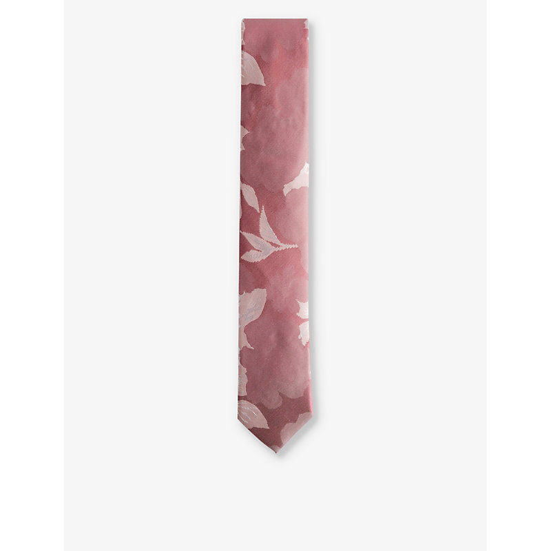 Shop Ted Baker Men's Pink Spikes Floral-print Silk Tie