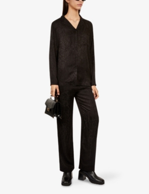 The Kooples Womens Black Small Emily Crocodile-effect Leather Cross-body Bag In Black