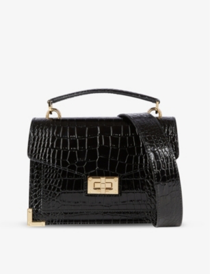 The Kooples Womens Black Small Emily Crocodile-effect Leather Cross-body Bag