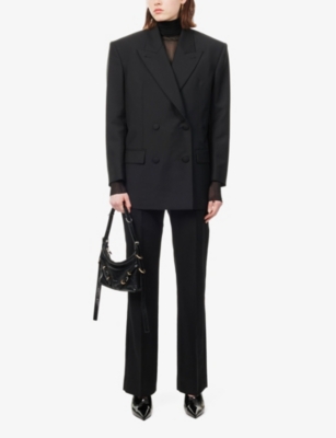 Shop Givenchy Womens Black Double-breasted Peak-lapel Wool-blend Blazer