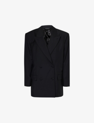Givenchy Womens Black Double-breasted Peak-lapel Wool-blend Blazer