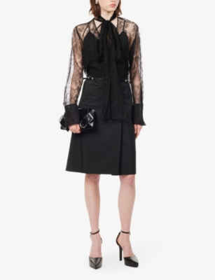 Shop Givenchy Women's Black Wrap-around Mid-rise Shell Midi Skirt