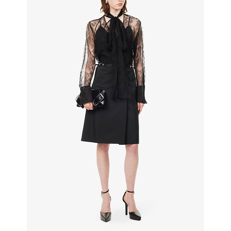 Shop Givenchy Womens Black Wrap-around Mid-rise Shell Midi Skirt