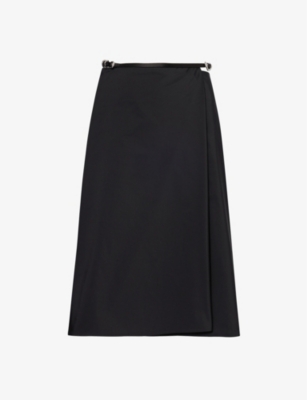 GIVENCHY: Wrap-around mid-rise shell midi skirt