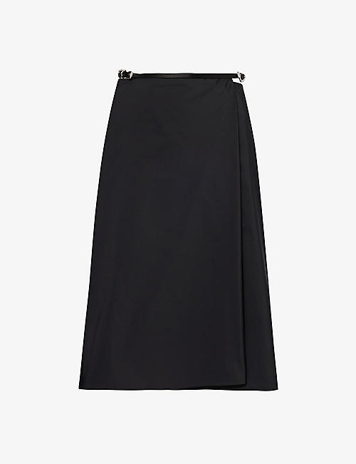 GIVENCHY: Wrap-around mid-rise shell midi skirt