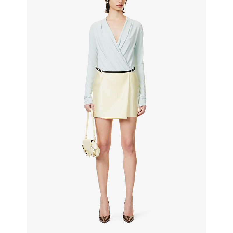 Shop Givenchy Women's Butter Voyou Straight-hem Silk Mini Skirt