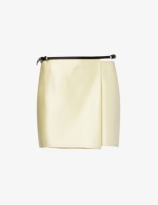 Givenchy Womens Butter Voyou Straight-hem Silk Mini Skirt