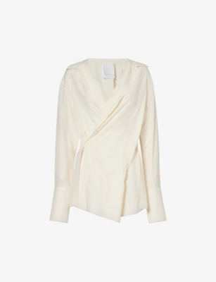 GIVENCHY: V-neck notch-lapel silk blouse