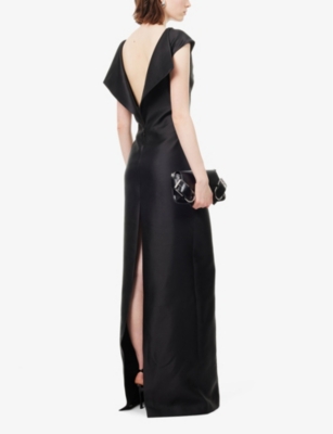 Shop Givenchy Women's Black Open-back Split-hem Wool And Silk-blend Maxi Dress