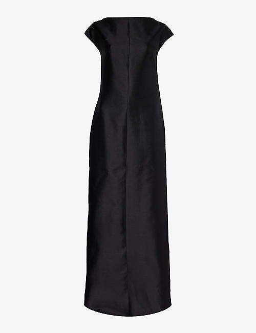 GIVENCHY: Open-back split-hem wool and silk-blend maxi dress