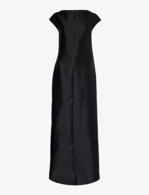 Shop Givenchy Womens Black Open-back Split-hem Wool And Silk-blend Maxi Dress