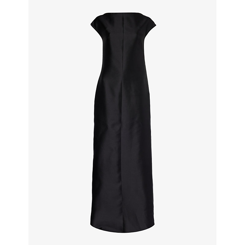 Shop Givenchy Womens Black Open-back Split-hem Wool And Silk-blend Maxi Dress