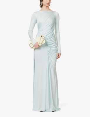 Shop Givenchy Womens Frost Draped Flared-hem Woven Midi Dress