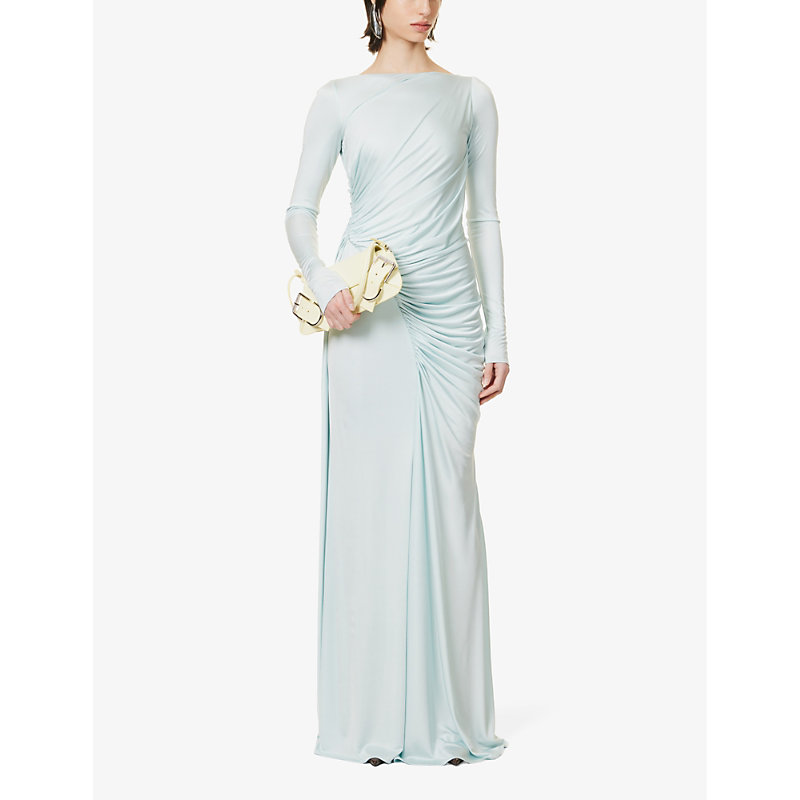 Shop Givenchy Womens Frost Draped Flared-hem Woven Midi Dress