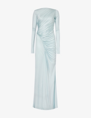 GIVENCHY: Draped flared-hem woven midi dress