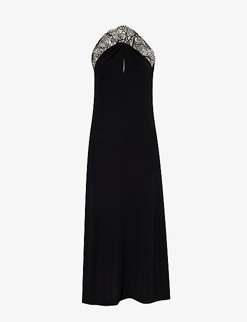 GIVENCHY: Embroidered-lace cut-out woven midi dress