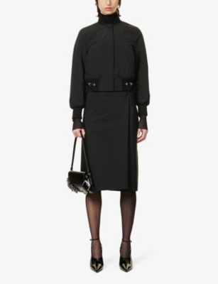 Shop Givenchy Womens Black Buckle-embellished Padded Woven-blend Bomber Jacket