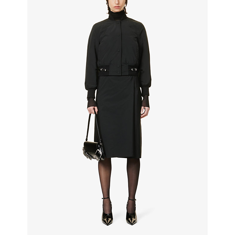 Shop Givenchy Women's Black Buckle-embellished Padded Woven-blend Bomber Jacket