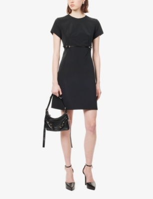 Shop Givenchy Women's Black Voyou Flared-hem Shell Mini Dress