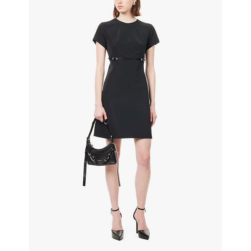 Shop Givenchy Voyou Flared-hem Shell Mini Dress In Black