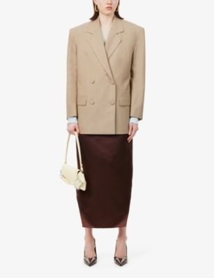 Shop Givenchy Women's Beige Double-breasted Notched-lapel Wool Blazer
