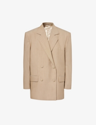 Shop Givenchy Double-breasted Notched-lapel Wool Blazer In Beige