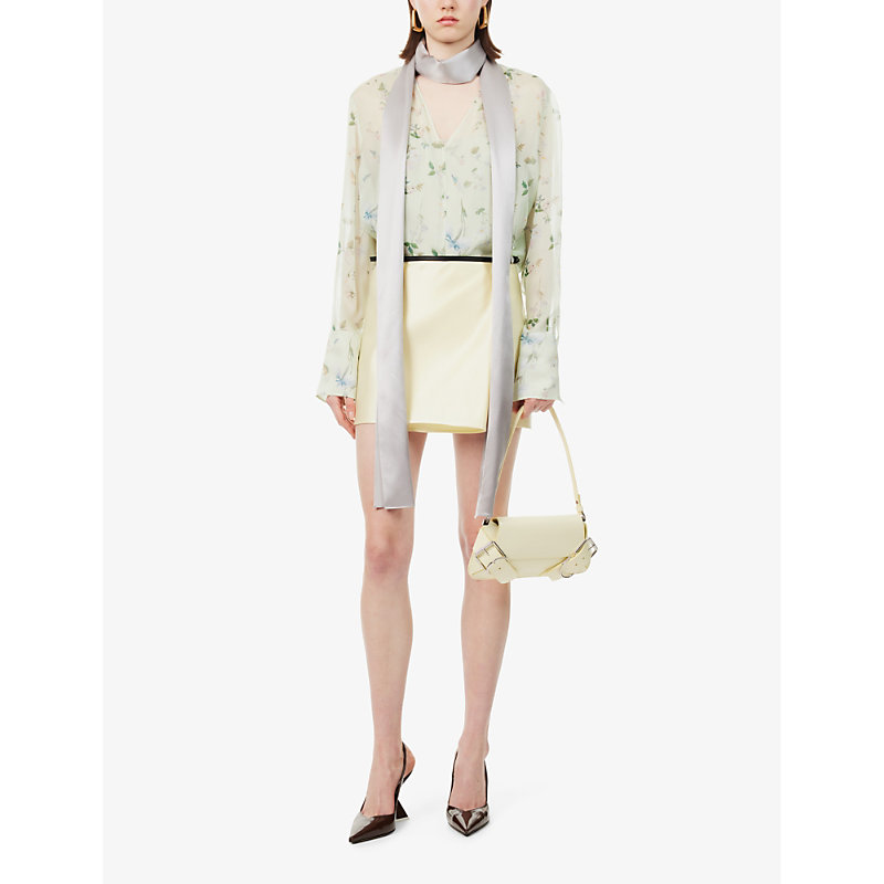 Shop Givenchy Womens Pale Green Lavallière Relaxed-fit Silk Blouse
