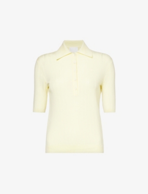 Shop Givenchy Women's Butter Brand-embroidered Slim-fit Wool Polo Shirt