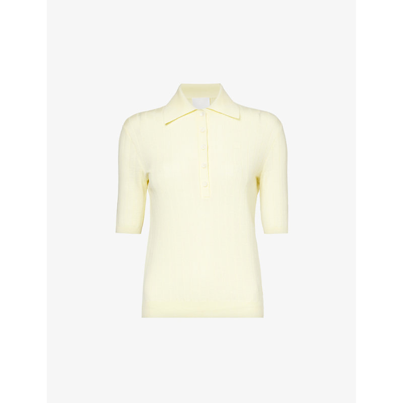 Shop Givenchy Women's Butter Brand-embroidered Slim-fit Wool Polo Shirt