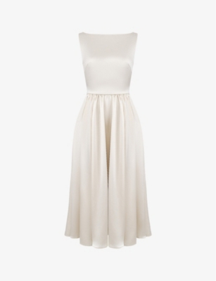 HOUSE OF CB: Shayla gathered-skirt satin midi dress