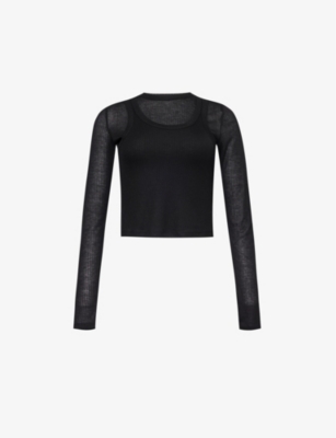 ADANOLA: Layered long-sleeved knitted top