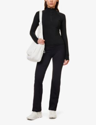 Adanola Womens Black Ultimate Quarter-zip Stretch-recycled Polyamide Top In Black