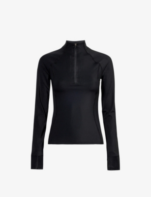 Shop Adanola Women's Black Ultimate Quarter-zip Stretch-recycled Polyamide Top