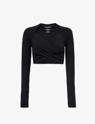 ADANOLA - Ultimate wrap-front stretch-recycled polyester top