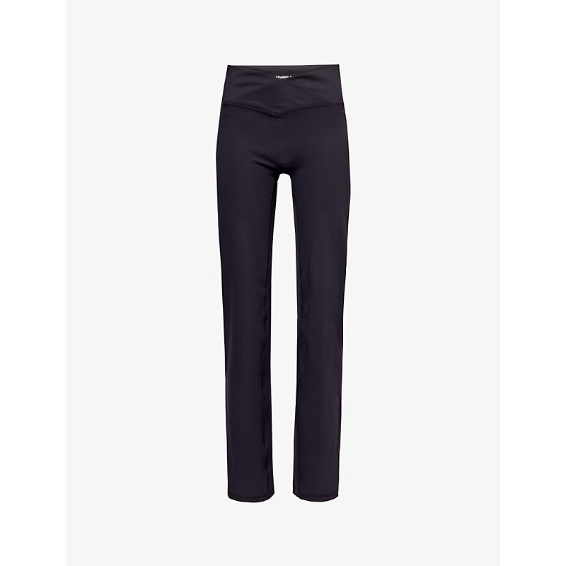 Adanola Womens Black Ultimate Wrap-over High-rise Stretch-recycled Polyester Trousers In Blue