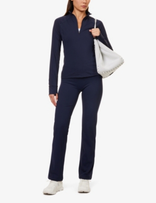 Shop Adanola Womens  Ultimate Wrap-over High-rise Stretch-recycled Polyester Leggings In Navy