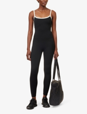Shop Adanola Women's Black/cream Ultimate Slim-fit Stretch-recycled Polyamide Body