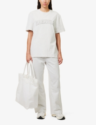 Shop Adanola Brand-embroidered Oversized Cotton-jersey T-shirt In Light Grey Melange