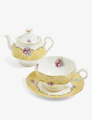 Royal Albert 100 Years Of 1990 Bouquet Tea For One Fine Bone China Three-piece Tea Set