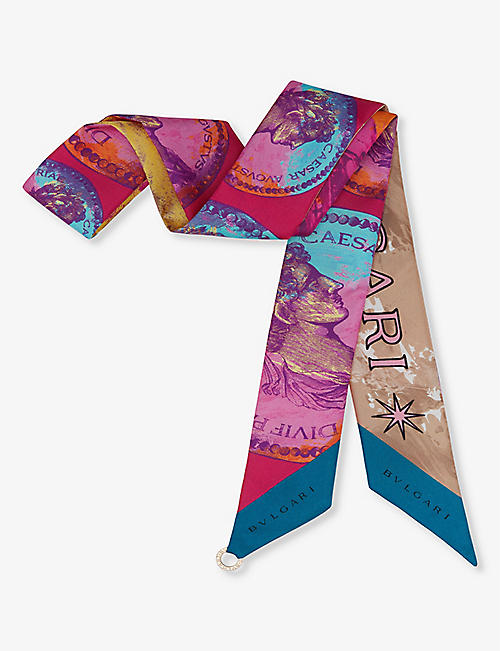 BVLGARI: AVGVSTVS Shelley graphic-print silk-twill scarf