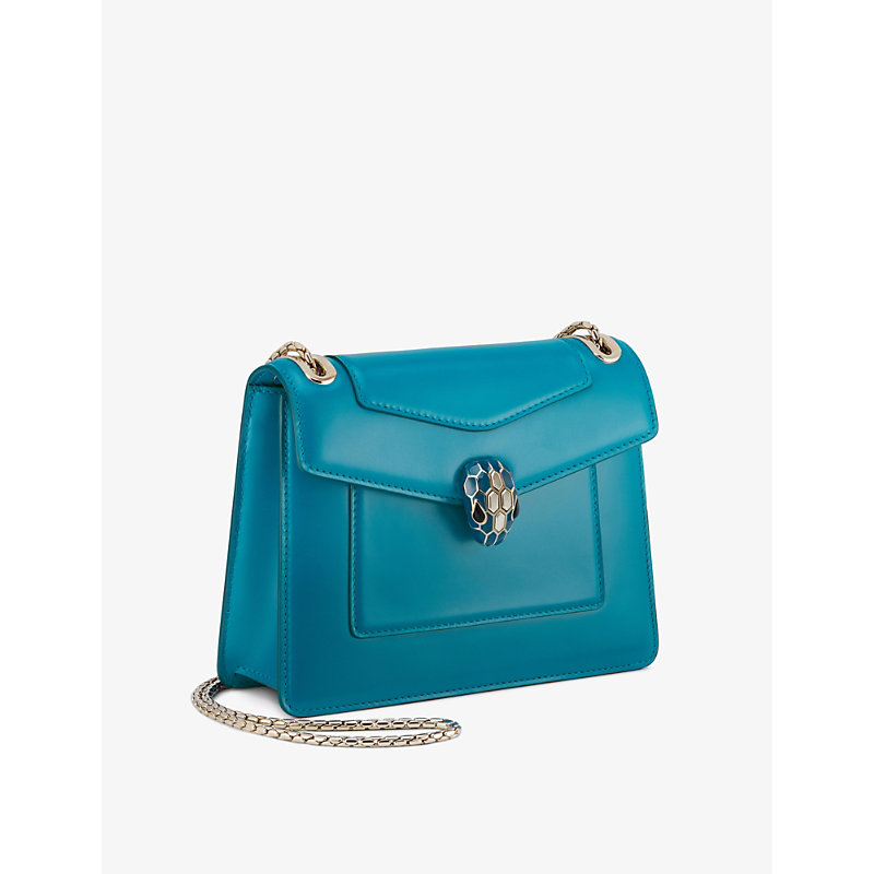 Shop Bvlgari Womens Blue Serpenti Forever Leather Shoulder Bag