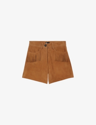 THE KOOPLES: Fringe high-rise goatskin-leather shorts