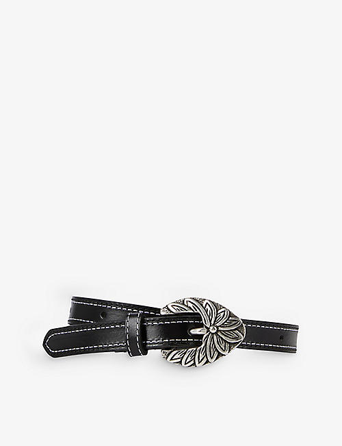 THE KOOPLES: Flower-engraved leather belt