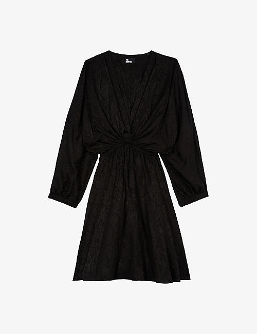 THE KOOPLES: Jacquard-print elasticated-waist silk mini dress