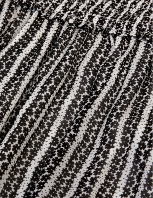Shop The Kooples Women's Black White Graphic-pattern Regular-fit Woven Mini Skirt