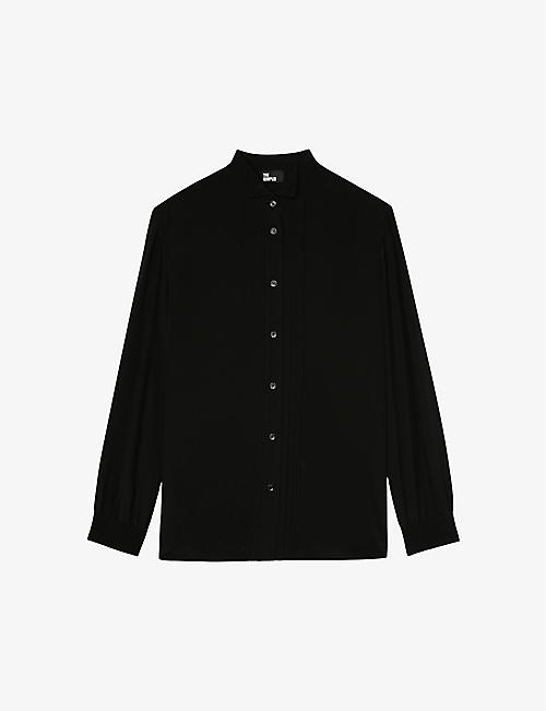 THE KOOPLES: Tuxedo-collar pleated-front silk shirt